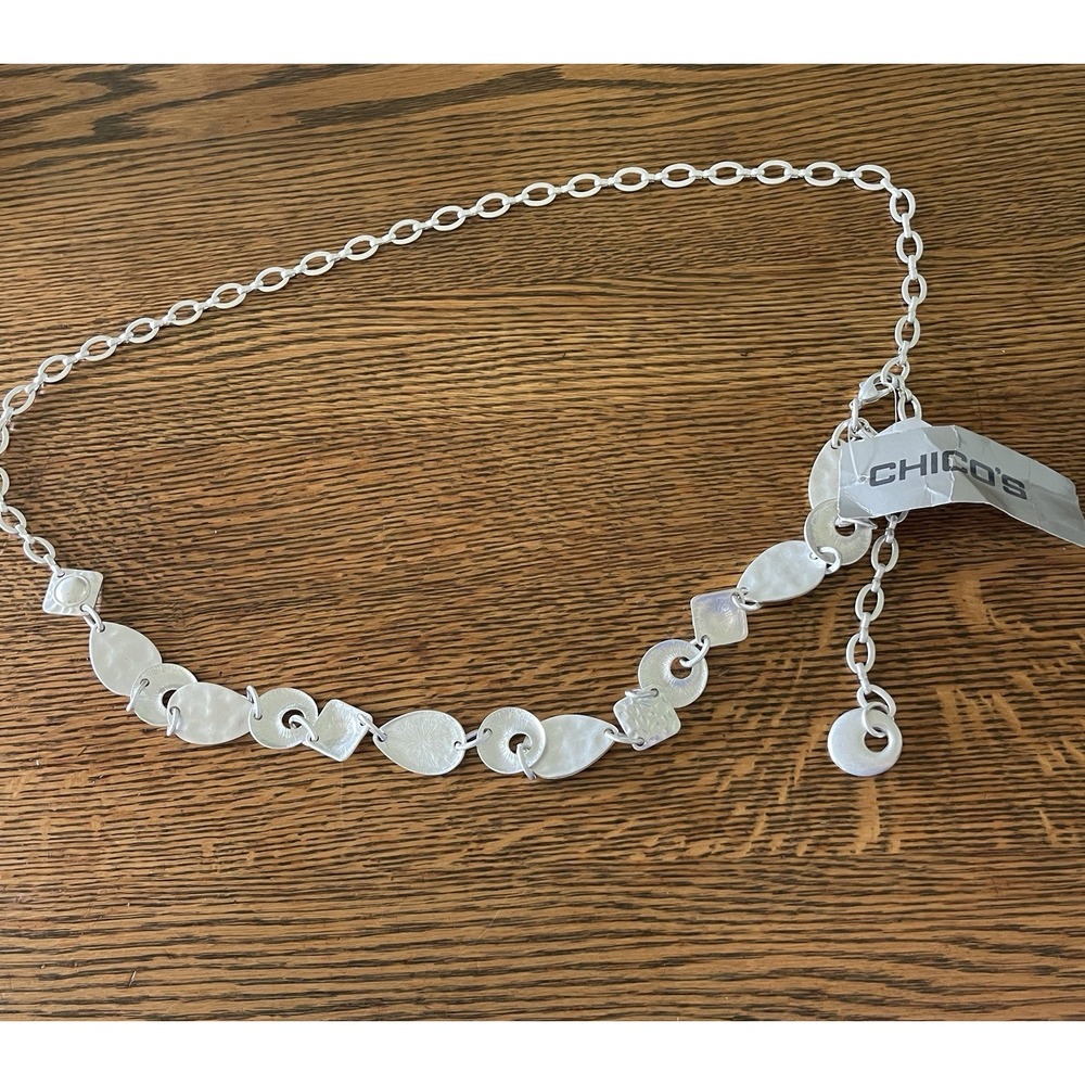 NEW Chico's Accessories Boho Hippie Silver Brass Tone Metal Chain‎ Belt Size M/L
